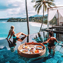 ERoomQ Luxury Floating Serving Tray Table Round,Pool Food Drink Tray,Versatile Floating Tray for Pools,Beach & Spa Hot Tub Accessories,Large Capacity (Yellow 80X80X15CM)