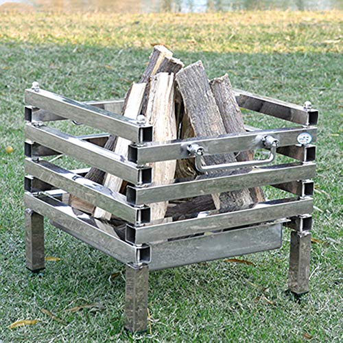 Safety Certification Stainless Steel Campfire Grill Foldable BBQ Grill Charcoal Barbecues Grill Bonfire Stand Camping Fire Pit Grill Smoker Charcoal Stove for Party Camping Picnics Carbon Furnace
