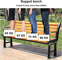 WZYPZFCL Park Bench Patio Garden Bench Backyard Benches, Garden Park Benches for Outside, Cast Iron and Pine Courtyard Benches, Waterproof and Sunscreen Garden Bench, Accommodate 2-3 People