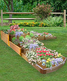 Frame It All Classic Sienna Raised Garden Bed Split Waterfall Tri-Level 12' x 12' x 22” – 1” Profile