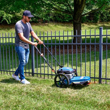 SENIX High Wheel Gas Walk Behind Brush Cutter and String Trimmer, 22-Inch Swatch with .155-Inch Line, 160 cc 4-Cycle Engine, Steel Deck, 14" Rubber Wheels, Adjustable Height (STMG-L)