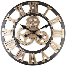 ZYBB Outdoor Garden Clocks, Retro Gear Quartz Silent Needleless Round Needle for The Garden Wall Mounted Precise Roman Numerals Metal Round 40cm(Color:C)