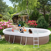 Outsunny 18' x 10' Above Ground Rectangular Pool Set Brown
