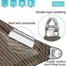 COARBOR Heavy Duty Rectangle Sun Shade Sail 27'x35' with Steel Cable Brown