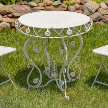 Zaer Ltd. Three Piece Metal Bistro Set with Aster Flower Accents Copenhagen 1843" (Antique White)