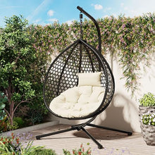 Merax Egg Hanging Chair with Stand, Indoor/Outdoor Swinging Wicker Hammock Chair for Patio, Garden, or Living Room