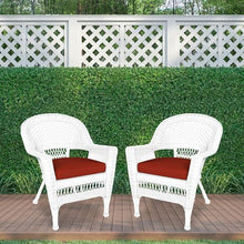Jeco Wicker Chair with Red Cushion, Set of 2, White/W00206-