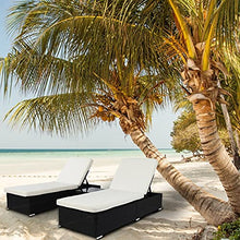 3Pcs Outdoor Furniture Set PE Rattan Iron Include 1 Coffee Table 2 Flat Bed Black 4-Wire Ideal for Patio Deck Poolside