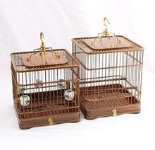 SDVantage Bird Cages Wooden Birdcages Vintage Square Bird Cage Simple Bird Carriers Portable Bird House Carrier Home Outdoor Bird House Easy to Carry,Bronze Small