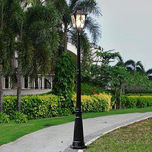 Outdoor Rainproof Anti-Rust Lawn Lantern Villa Park High Pole Street Lighting Landscape Fixture Aluminum Rustic Courtyard Ground Road Lamp Classic Pillar Post Light E27 Landscape Lighting (Black 2.7
