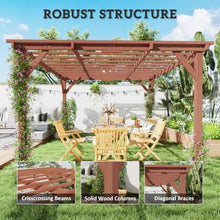 Outsunny 11' x 12.5' Outdoor Wood Pergola Grape Trellis for Patio Brown