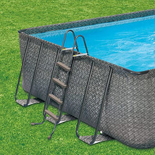 Summer Waves Outdoor Rectangular Frame Above Ground Swimming Pool Set Gray
