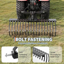 LALFPET Heavy Duty 50 Inch Tow-Behind Dethatcher Rake for Tractor - 3-Point Hitch Attachment - 18 Steel Tines - Ideal for Lawn, Garden, Farm, and Grass Maintenance - Size: 50 Inch