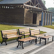 E Outdoor Courtyard Garden Bench Heavy Duty Powder Coated Steel Frame Double Seat Park Bench 5 cm Extra Thick Solid Wood Slot Weatherproof Bench for Backyard Lawn Path (A)