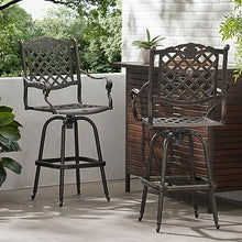 Christopher Knight Home Avon Outdoor Cast Aluminum Bar Stools 2-Pcs Set Shiny Copper