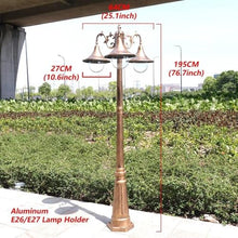 iumLeap Outdoor Lamp Post Light, 3-Head Garden Path Pillar Lamp, Aluminum Led Lantern Courtyard Bollard Path Lamp, Ip65 Waterproof Street Light,E27(Bronze-195CM76.7in)