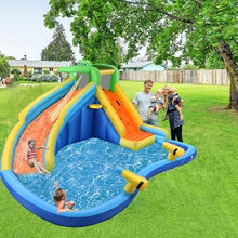 AKEYDIY Inflatable Water Slide Park with Splash Pool and Climbing Wall