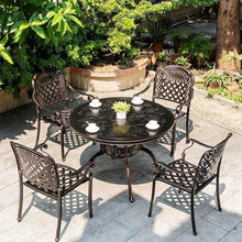 WZUOPG Patio Dining Set 5 Piece Cast Aluminum Outdoor Patio Dining Table Chair, Waterproof Rust-Proof Sunscreen Garden Table and Chairs, Suitable for Garden/Yard (Size : 80x73cm)