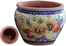 Outdoor Large Flower Pot Villa Garden Ceramic Mosaic Decoration Plant Pot Creative Landscape Potted Vase Plant Container Classical Pots Bonsai Planter Colorful (Sun Flower M)