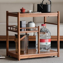 GKOKG Coffee Tables Chinese Style Tea Cabinet Solid Wood Small Table Side Trolley Mobile