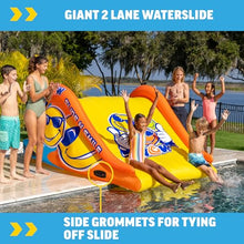 WOW Sports Giant Inflatable Floating Water Slide - 2 Lanes - 9 ft - Hi-Vis Graphics - Kids & Adults