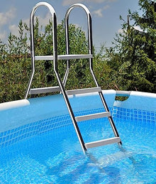 Stainless Steel Pool Stairs Outdoor 4 Steps Above Ground Swimming Pool Ladder, Double-Sided Anti Slip Pools Step Ladder, Above Ground Pool Ladder