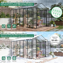 10x12 FT Greenhouse, Heavy Duty Polycarbonate Greenhouses for Outdoors with Thicken Sturdy Aluminum Frame, Large Walk-in Green House with Stakes, Ropes, Roof Vent, for Outside Garden Backyard, Black