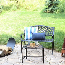 Sunnydaze Outdoor 2-Person Metal Garden Bench with Backrest, 40” W, Black
