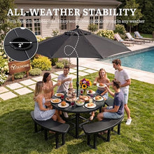 YITAHOME 38" Round Metal Picnic Table with Umbrella Hole