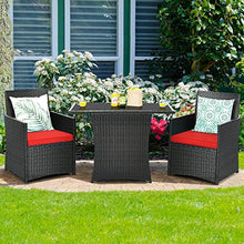 DUYHBAWRS 3PCS Patio Rattan Furniture Set Cushioned Sofa Armrest Garden Deck Red Suitable for, Porch, and Balcony, Etc