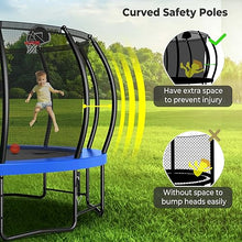Lyromix 16FT Pumpkin Trampoline with Sprinkler & Basketball Hoop Navy Blue