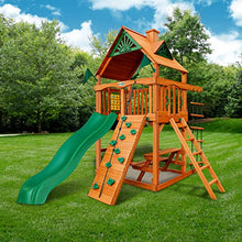 Gorilla Playsets Chateau Tower Wooden Playset with Slide & Climbing Wall Brown
