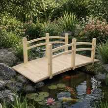 Relaxdays Garden Bridge with railing, fir, for garden pond, HxWxD: 55 x 150 x 67 cm, 150 kg, wooden, natural