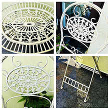GPWDIEJB Retro Metal Folding Bistro Set with 2 Chairs and 1 Table Weather Resistant Outdoor Side Table for Patio Yard Garden Cast Iron End Table Coffee Tables Vintage Dining Furniture