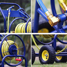 Outdoor Large Garden Hose Reel Cart with Wheels, Household Car Wash Cleaning Hose Storage Rack, Agriculture Irrigation Cart with Hose, Industrial Style Decoration Affordable Home Hose Set,90m (90m )