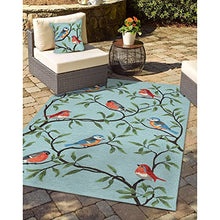 Liora Manne Aqua Ravella Birds on Branches Indoor/Outdoor Rug 8'3" x 11'6" Blue