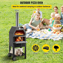 UHRLGHS 12" Wood Fried Pizza Oven with Wheels & Handle Labor-Saving 2-Layer Portable for Backyard Camping Site Park Outdoor Baking,