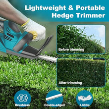 Cordless Hedge Trimmer, Electric Bush Trimmer 18.9 Inches Dual-Action Blades, 3/5" Cutting Capacity Handheld Shrub Pruning Trimmer For Garden, Yard, Lawn, Roadside, Tea Garden,2batteries