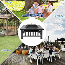 3 in 1 Square Fire Pit Table BBQ Grill, Ice Pit, Fire Pits for Garden Large, Outside Heater, Metal Brazier for Camping Barbecue