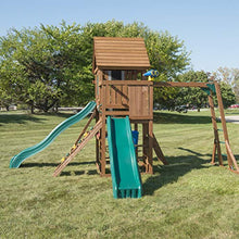 Swing-N-Slide Knightsbridge Wooden Swing Set with Slides & Climbing Wall Green