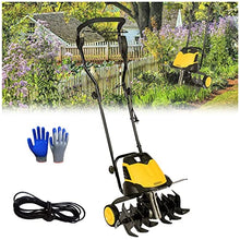 TREEYX Garden Gear Electric Garden Tiller,Cultivator Rotavator,6 Blades,Tillage Depth 22cm,Plow Width 45cm,Folding Rotary Motor Hoe (30m Extension Cord)