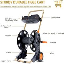 VIXARKO Outdoor Portable Hose Cart,Water Hose Cart with Wheels Movable Garden Hose Reels with Wheels Household Car Washing Artifact Storage Rack Hose Reels (Color : Black, Size : Hose Reel+50m Pipe)