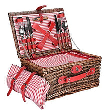 Picnic Basket Set 4 Person Wicker Picnic Basket Handmade Waterproof Picnic Blanket Equipped with Incubator and Cutlery Suitable for Picnics and Camping by The Lake Beach