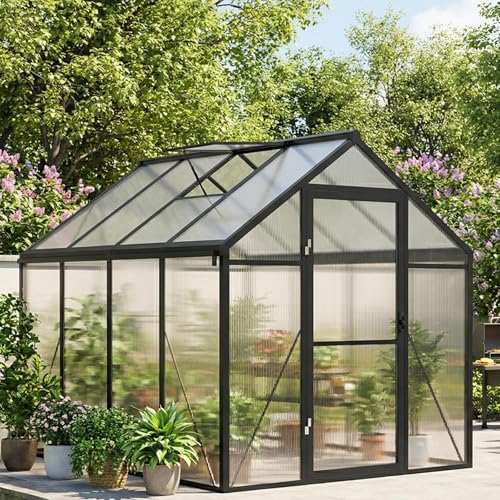 Garvee 6x8ft Walk-in Greenhouse, Heavy Duty Large Outdoor Green House