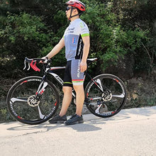 EUROBIKE Road Bike 700C Wheels 21 Speed Dual Disc Brake Bicycle 54cm Frame Black Red