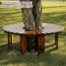 Renmlion Semi-Circular Tree Seat Wrap Around｜Outdoor Garden Slatted Bench Solid Wood Furniture Tree Bench｜All-Weather Plant Stand Rack Curved Patio Seating Chair