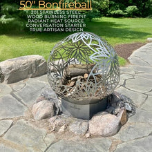 FlowerHouse: Bonfireball Fire Pit - 50" Lotus - Base & Flower Pattern Cover, Stainless Steel, Portable Fire Pit, Outdoor Décor, Patio, Backyard, Beach