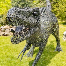 Zaer Ltd. 7.33ft Tall Giant Metal Tyrannosaurus Rex Garden Statue Chompers Metallic