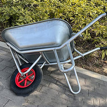 Etlegor Agricultural Wheelbarrow, Galvanized Wheelbarrow 2 Tire Wheelbarrow Dump Cart Perfect for Transporting Sand, Dirt, Garden Waste, Construction Fertilizer Worksite Trolley Tools