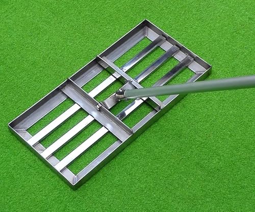 Aikimfuly Tool, Lawn Leveling rake Stainless Steel Lawn Leveling rake Lawn Leveler Tool for Soil Grass Golf Field Garden Backyard Lawn Farm Soil Dirt Sand Top Dressing